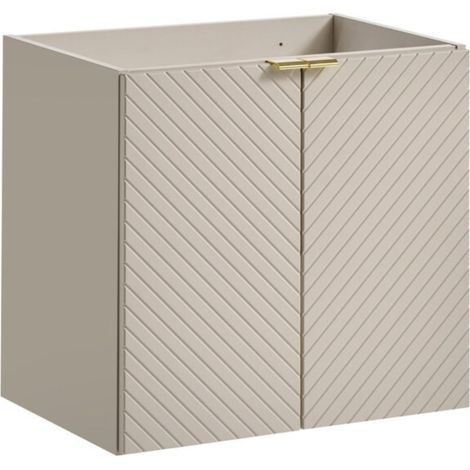 Waschtischunterschrank AOKI – 2 Türen – Kaschmirbeige Finish mit Chevron-Muster – B60 × T39 × H57 cm – Zum Aufhängen