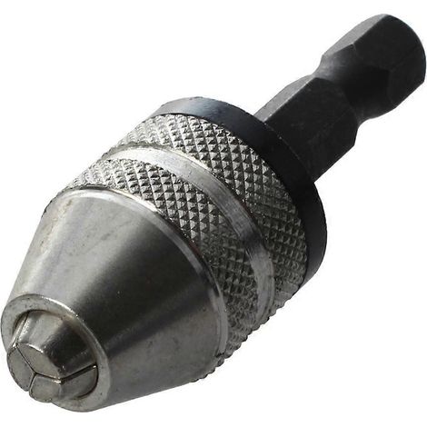 Adaptateur/convertisseur à changement rapide pour mandrin de perçage sans clé 6 mm argent + noir, queue hexagonale (1/5)