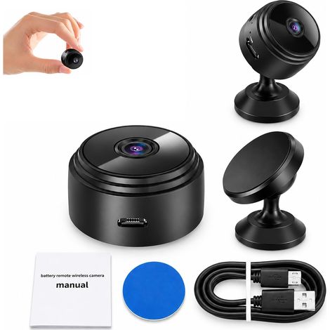 Mini caméra de surveillance intérieure 1080P, grand angle 150°, vision nocturne et fixation magnétique (1/5)