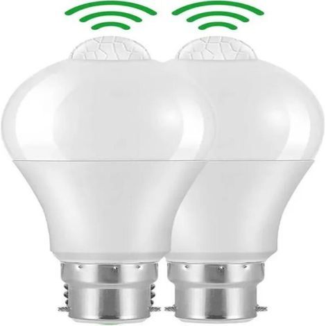 Bewegungsmelder-Glühbirne – B22 – 12 W – 1020 Lumen – Kaltweiß (6000 K) – Schutzart IP42 – Nicht dimmbar – 2er-Pack (1/5)