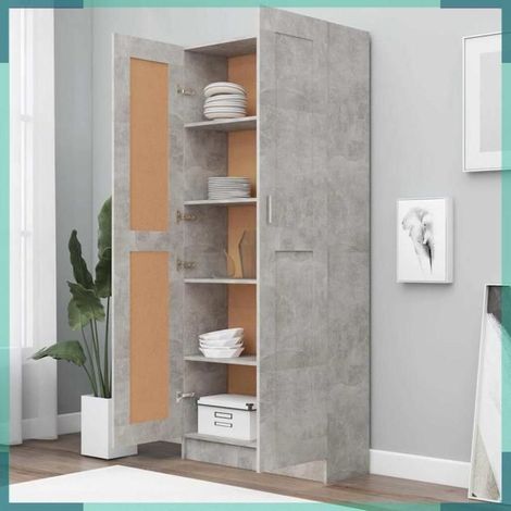 802736 Bibliothèque Gris béton 82,5x30,5x185,5 cm Bois d'ingénierie (1/5)