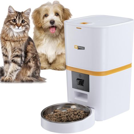 Distributeur Croquettes Chat Automatique Risto Gamelle Croquettes Chien 6 L, Contrôle Via APP, Caméra Vision Nocturne, Microphone, Enregistreur Vocal, Acier Inoxydable (1/5)