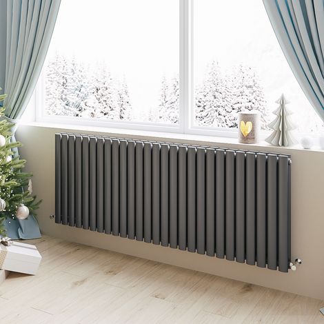Acezanble Horizontal Oval Column Radiator Central Heating Rad 600x1593mm Double Anthracite (1/5)