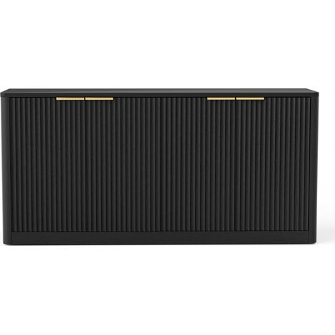 Buffet moderne noir 150 cm à 4 portes en MDF, 150 x 40 x 70,5 cm, HOMVRA (1/5)