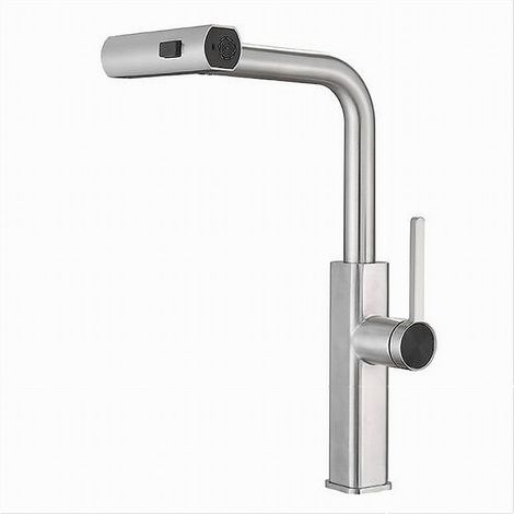 TRADE SHOP - Rubinetto Cucina Estraibile Erogatore Girevole 2 Getti Cromato Miscelatore 87255 -