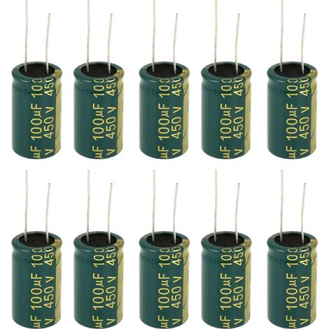 10pcs Condensateur Électrolytique Radial 100µF 450V - Condensateur Aluminium 100uF 450V, Pour Alimentation, Électronique, Bricolage (1/5)