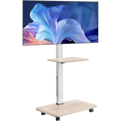 Support TV roulettes, pour écrans 812,8-1778 mm, Chariot TV Mobile, Rotation Gauche-Droite à 25° et Hauteur réglable avec Plateau, jusqu'à 40 kg, Max. VESA 600 x 400 mm, pour Chambre, extérieur (1/5)