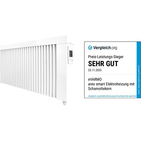 Elektroheizung areo smart base niedrige Flächenspeicherheizung 1200 Watt - digitales Thermostat mit LCD-Display - Option zur Appsteuerung von eVARMO (1/4)