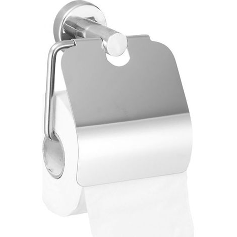 Support rouleau WC, inox/mural/avec couvercle, pour toilettes (1/5)
