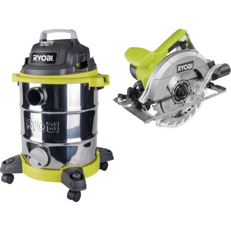 Confezione RYOBI Aspiratore a umido e a secco 1500W - 30L - RVC-1530IPT-G - Sega circolare - 1400W - 66mm - RCS1400-G