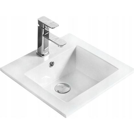 lavabo de encastrar cerámico 42x41,5x17 cm, Blanco