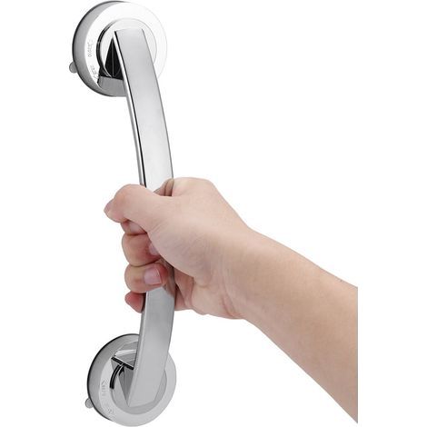 Tirador de puerta con ventosa AIDUCHO para cuarto de ducha, color plata, para baño, cocina, puerta de cristal, puerta corredera, para personas mayores, para pared, 30 cm (1/4)