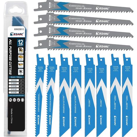 12-Piece Sabre Saw Blades for Wood and Metal with Storage Box (1/5)