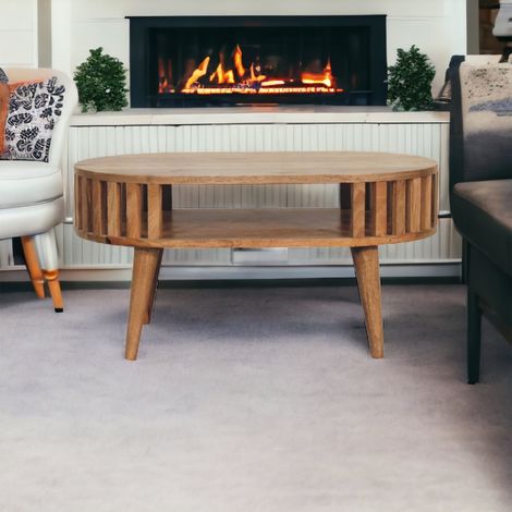 Solid Wood Ariella Coffee Table, Provides one shelf for compact storage or display, suitable for small spaces, Brown (1/5)