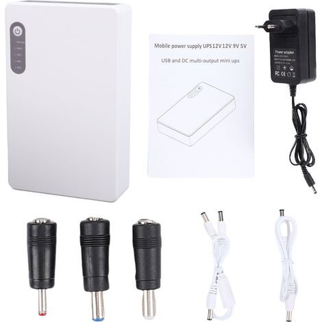 GEERYZHE Alimentatore di emergenza portatile di piccole dimensioni da 8800 mAh – 5V 9V 12V per router Wi-Fi, modem via cavo, telecamere di sicurezza e telefoni cellulari (spina UE)