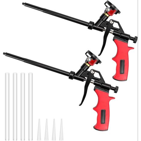Pistolets à Mousse Polyuréthane avec Valve - Pistolet Doseur en Métal Poignée Ergonomique Plastique - Rouge (1/5)