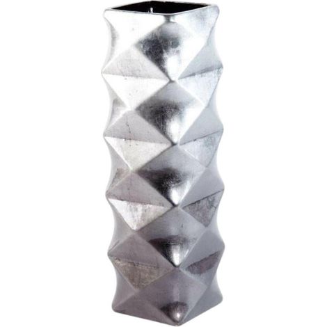 Vase argenté en céramique, 14 x 14 x H. 43 cm (1/2)