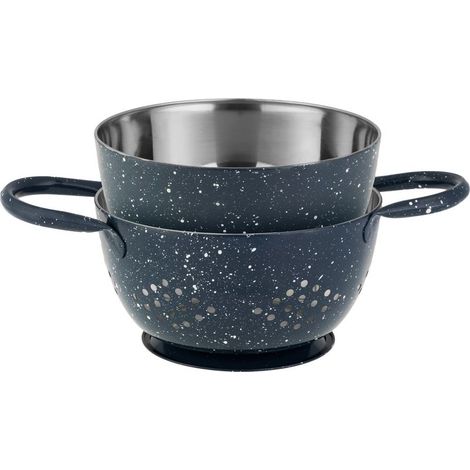 Passoire avec bol MagicHome, 15,5 cm, avec poignée, trous ronds, inox, set de 2 pcs