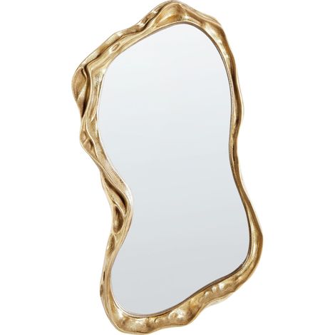 Miroir Mural Forme Irrégulière Style Moderne Cadre MDF 75 x 37 cm Verre et Doré Sery