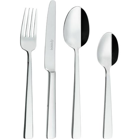 Ensemble de couverts 24 pièces, acier inoxydable 18/10, 6 fourchettes de table, couteaux de table, cuillères à café, cuillères à dessert (1/5)