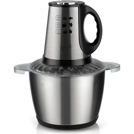 Hachoir électrique pour viande et légumes, 4 lames en acier inoxydable de haute qualité, capacité 3 L, 1000 W, récipient en acier inoxydable, argent (1/5)
