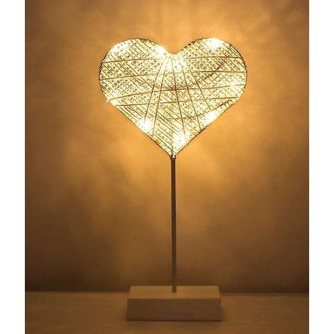 veilleuse Crative Tisse La Main - Coeur D'amour, Lampe De Table En Rotin, Dcoration De Chambre (1/4)