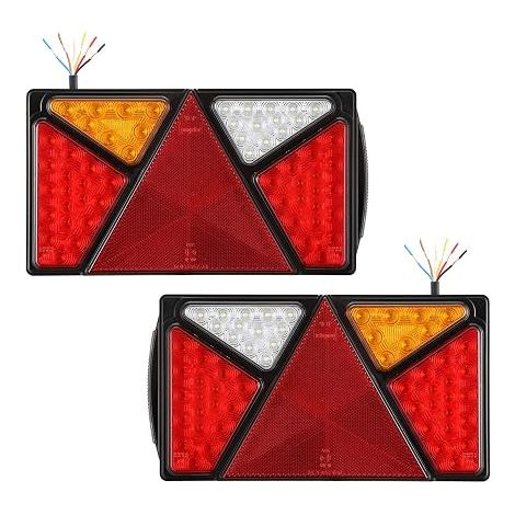 Feux Arrière LED 12V 24V Remorque, Voiture, Camion, Caravane - Éclairage Plaque Immatriculation, 7 Fonctions (1/5)