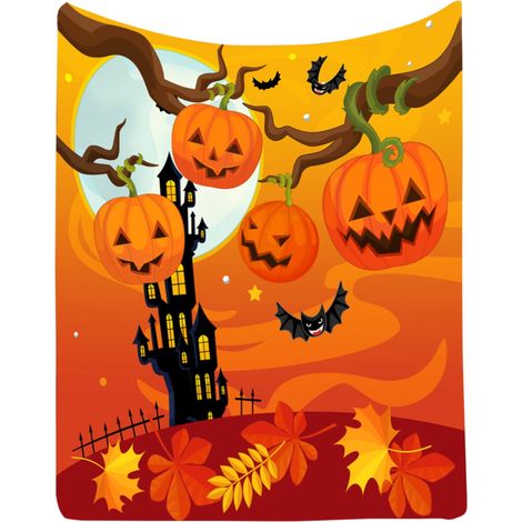 Couverture En Flanelle - Fantôme Halloween - Pour Canapé Lit Ou Pique-Nique - 130 X 150 Cm - 1 Pièce (1/5)