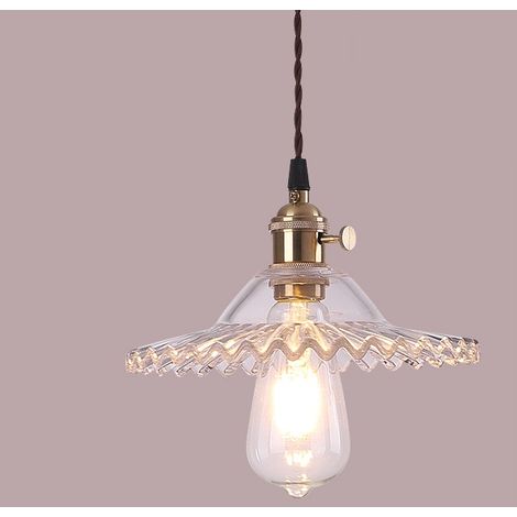 MINKUROW E27 Industrie Vintage Glas Pendelleuchten Retro Deckenleuchte Glas Retro Pendelleuchten Industrielle Deckenbeleuchtung Pendelleuchten Deckenleuchte Transparent (1/5)