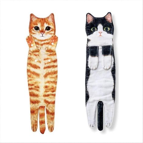 Funny Cat essuie principal pour salle de bain cuisine décoration Cat serviette A et B (1/5)