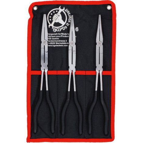 Set Kit Tris pinze a becchi doppio snodo lunga 340 mm becco piatto curvo BGS 416 (1/5)