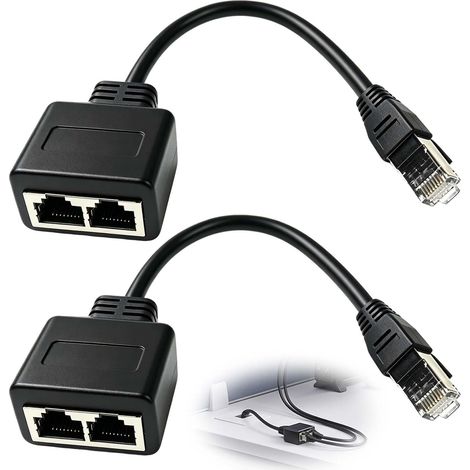 2PCS Adaptateur Répartiteur RJ45 1 mâle vers 2 Femelles Ethernet Câble, Coupleur RJ45, Multiprise Ethernet, Splitter 2 Ports pour Bureaux, Maison, Connexion Réseau Rapide et Fiable (1/5)