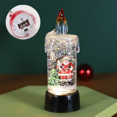 Boule Lumineuse De Noël - Boule À Liquide Avec Paillettes - Arbre De Noël Père Noël Bonhomme De Neige - Lampe De Bureau Festive - 13 X 5 X 5 Cm - 1 Pièce (1/5)