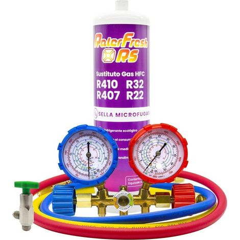 Gas refrigerante RALERFRESH RS sustituto de R410,R32,R407 y R22 mas llave, mangueras y adaptador (1/5)