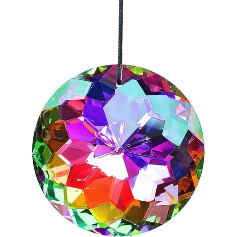 Boule de prisme cristal Attrape-soleil Verre couleur AB Décoration à suspendre maison jardin fenêtre 75 mm (1/5)