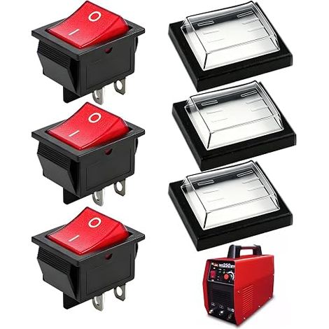 LED Waterproof Rocker Switch Illuminated Mini Boat Model DPST with 4 Pins, AC 250V 16A and 125V 20A Electric Bracket for Home and Industrial Electric Use (Red) (1/5)