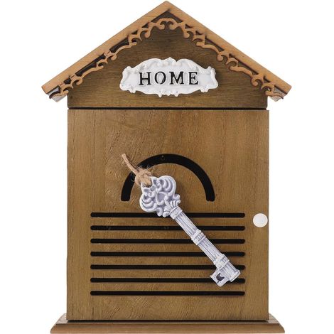 Boîte à Clés Murale en Bois Rustique de Maison, Organiseur de Clés avec Crochets Porte-clés Mural D’entrée, Décoration Pratique pour Maison, Bureau et Couloir, Finition Vintage,