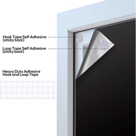 Cortina opaca，150 x 300 cm，Tejido opaco con velcro，No requiere perforación，Cortina opaca para ventanas，Protección contra la luz solar，Negra (1/4)