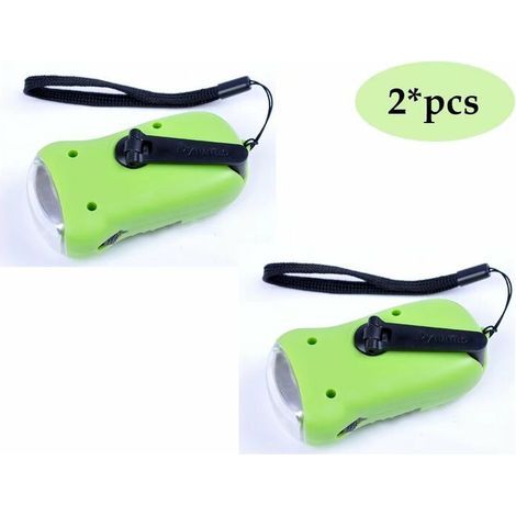 Solarbetriebene LED-Taschenlampe, multifunktionale Kurbeltaschenlampe, Handkurbel-Stromerzeugung (grün, 2 Stück) (1/5)