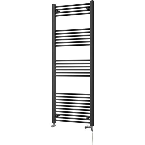 Zennor - Black Dual Fuel Towel Rail H1600mm x W600mm Standard - Straight (1/3)