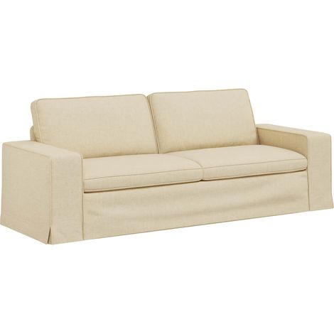 Sofa Cream 222 x 80 x 82 cm Fabric vidaXL (1/5)
