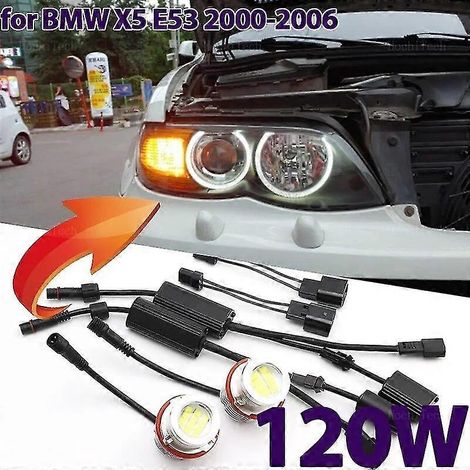LED-Angel-Eye-Halo-Ringlicht, 6000 K, für BMW X5 E53 30i 44i 46is 48is M54 M62 N62 (2000–2006), Zubehör – 1 Stück, weiß