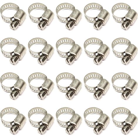 Collier De Serrage - Acier Inoxydable 304 - Pour Tuyau Flexible - Plage 6 À 12 Mm - Largeur Bande 8 Mm - Lot De 20 (1/5)