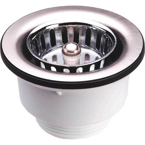 Nicoll – Bonde évier manuelle Ø84 mm – Pour évier grès et synthèse – Plateau et panier inox 18/10 – Perçage Ø60 mm