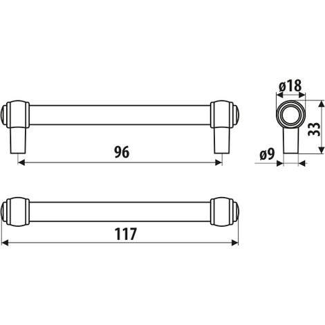 Garde-corps RE23, vieil argent, 96 mm (1/2)