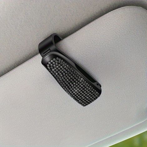 Lot de 2 clips multifonctionnels pour pare-soleil de voiture, avec strass décoratifs et porte-lunettes. (1/5)