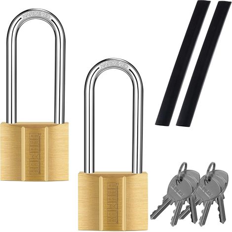 Cadenas à anse longue (fermeture identique, étanche, serrure en laiton massif) pour abris de jardin, unité de rangement, école, casier de gym, clôture, boîte à outils, moraillon (1/5)