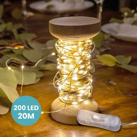 Guirlande Lumineuse LED Argent 20 mètres avec interrupteur Marche/Arrêt - Rouleau de 20M Ruban LED pour Décoration Chambre, Guirlande Froid