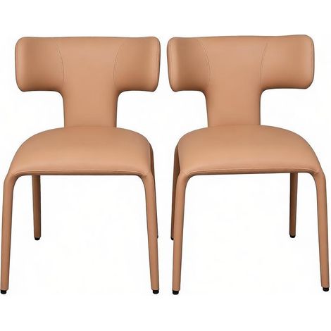 Chaises esthétiques pour cuisine, chaises de salon, chaises de bureau à dossier courbé, chaises relax (lot de 2 chaises de salle à manger) (1/5)
