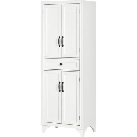 Buffet haut cuisine 4 portes 2 placards 1 tiroir central étagère réglable blanc 170 cm